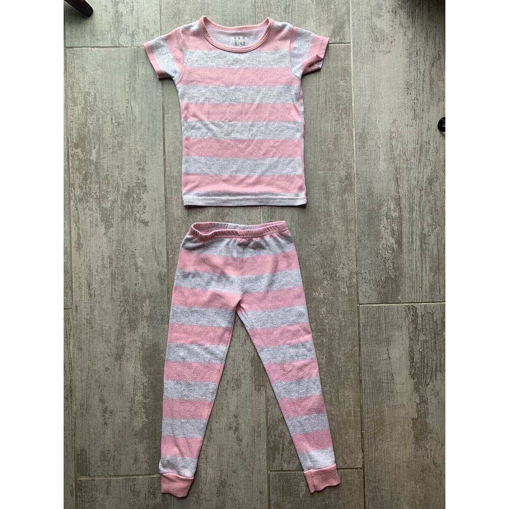 Toddler Girl 2 Piece Pajama Set Pjs Pink Gray Super Soft Snug Fit Stretch 4T